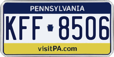 PA license plate KFF8506