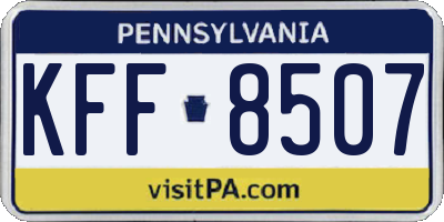 PA license plate KFF8507
