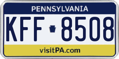 PA license plate KFF8508