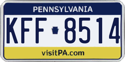 PA license plate KFF8514