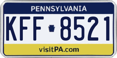 PA license plate KFF8521