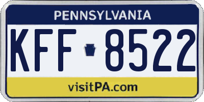 PA license plate KFF8522