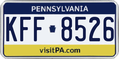 PA license plate KFF8526