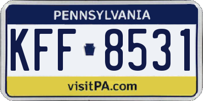 PA license plate KFF8531