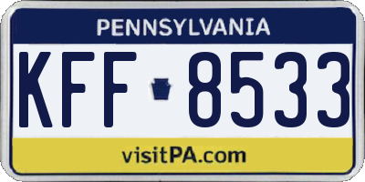 PA license plate KFF8533