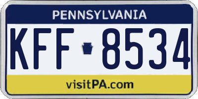 PA license plate KFF8534