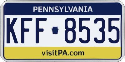 PA license plate KFF8535
