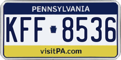 PA license plate KFF8536