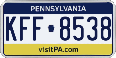 PA license plate KFF8538