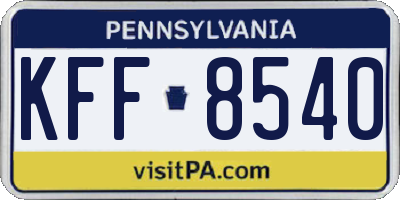 PA license plate KFF8540