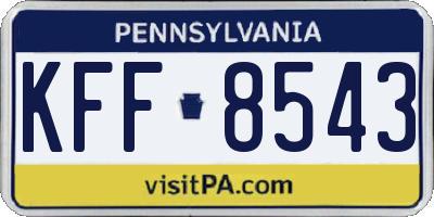 PA license plate KFF8543