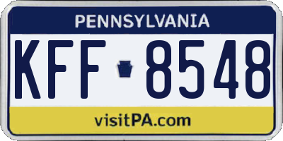 PA license plate KFF8548