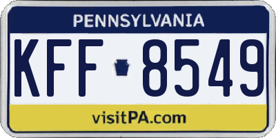 PA license plate KFF8549