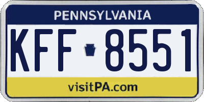 PA license plate KFF8551