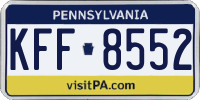 PA license plate KFF8552