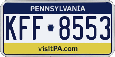 PA license plate KFF8553