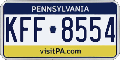 PA license plate KFF8554