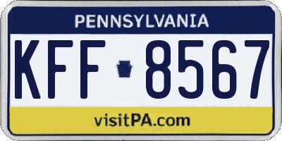 PA license plate KFF8567