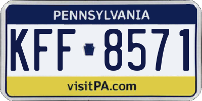 PA license plate KFF8571