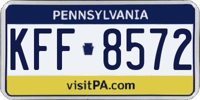 PA license plate KFF8572