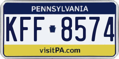 PA license plate KFF8574