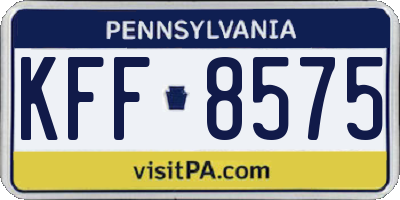 PA license plate KFF8575