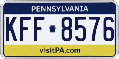 PA license plate KFF8576