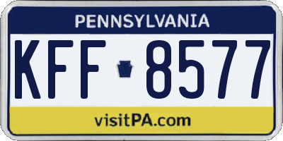 PA license plate KFF8577