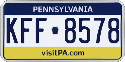 PA license plate KFF8578