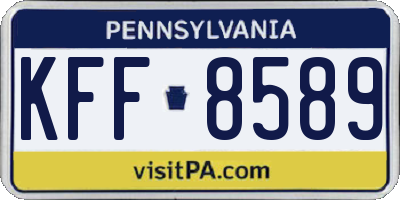 PA license plate KFF8589