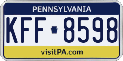 PA license plate KFF8598