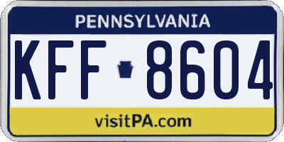 PA license plate KFF8604