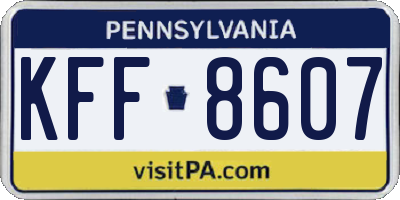 PA license plate KFF8607