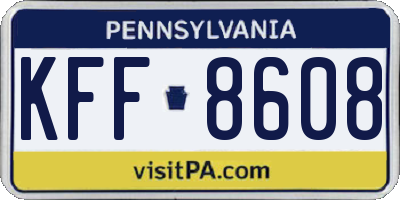 PA license plate KFF8608