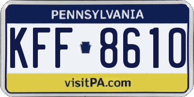 PA license plate KFF8610