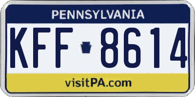 PA license plate KFF8614