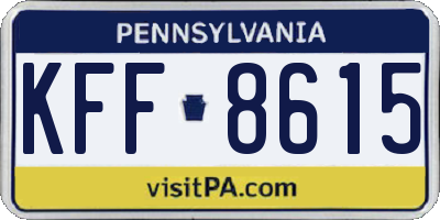 PA license plate KFF8615