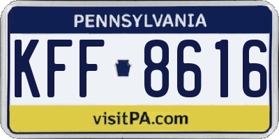 PA license plate KFF8616