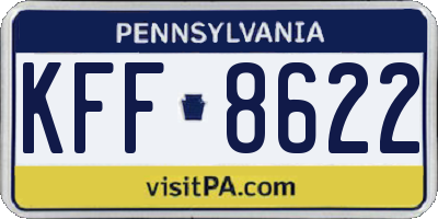 PA license plate KFF8622