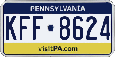 PA license plate KFF8624