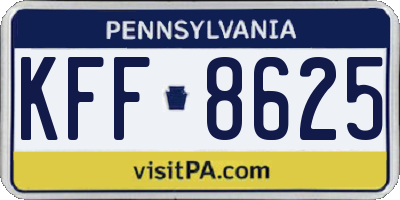 PA license plate KFF8625