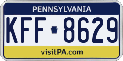 PA license plate KFF8629
