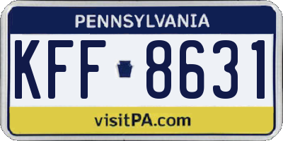 PA license plate KFF8631