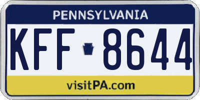 PA license plate KFF8644