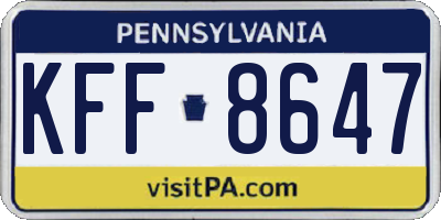 PA license plate KFF8647