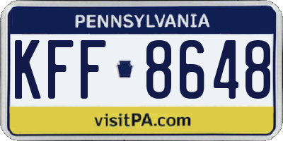 PA license plate KFF8648