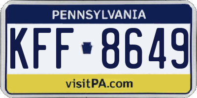 PA license plate KFF8649