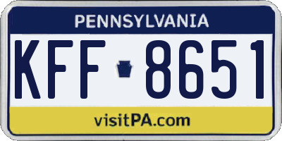 PA license plate KFF8651