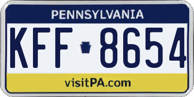 PA license plate KFF8654