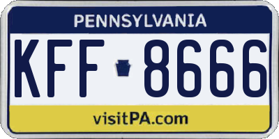 PA license plate KFF8666